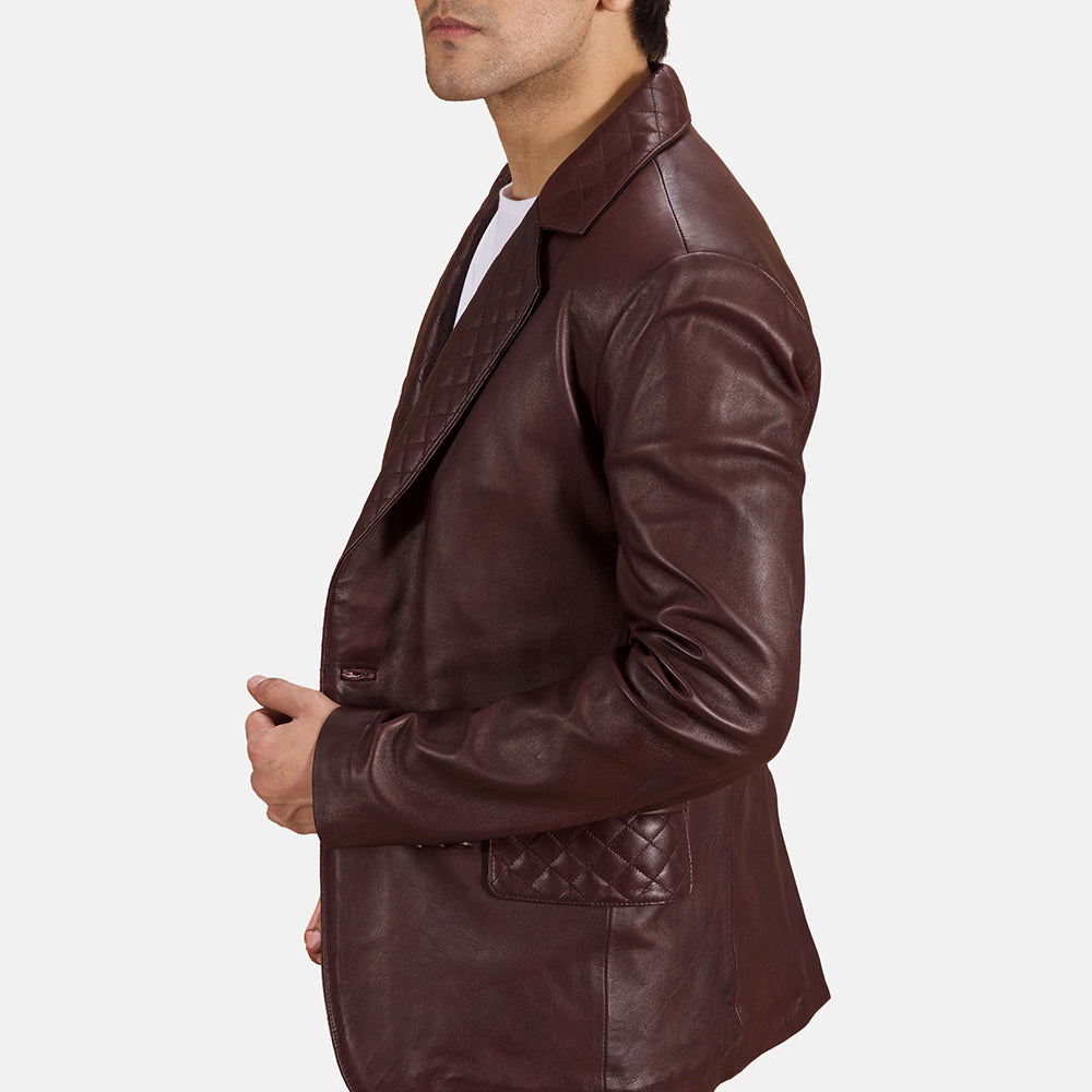 Radaron Quilted Maroon Leather Blazer by Dash Racegear - men Jacket view 6