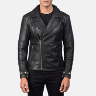 Raiden Black Leather Biker Jacket by Dash Racegear - men Jacket view 4