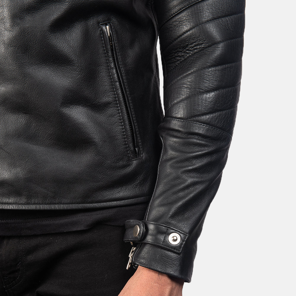 Raiden Black Leather Biker Jacket by Dash Racegear - men Jacket view 6