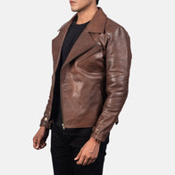 Raiden Brown Leather Biker Jacket by Dash Racegear - men Jacket view 2