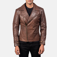 Raiden Brown Leather Biker Jacket by Dash Racegear - men Jacket view 3