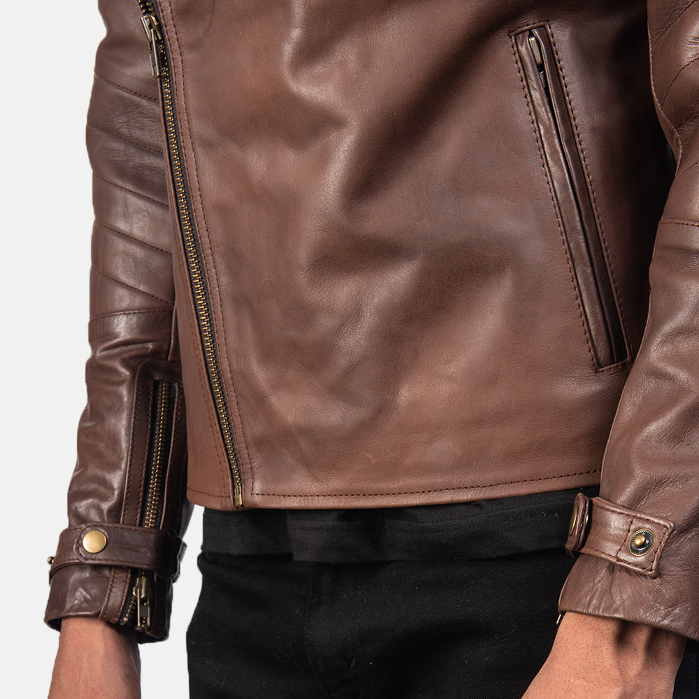 Raiden Brown Leather Biker Jacket by Dash Racegear - men Jacket view 6