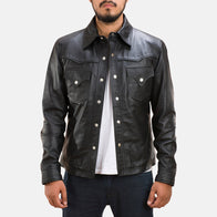 Ranchson Black Leather Shirt by Dash Racegear - men Jacket view 1