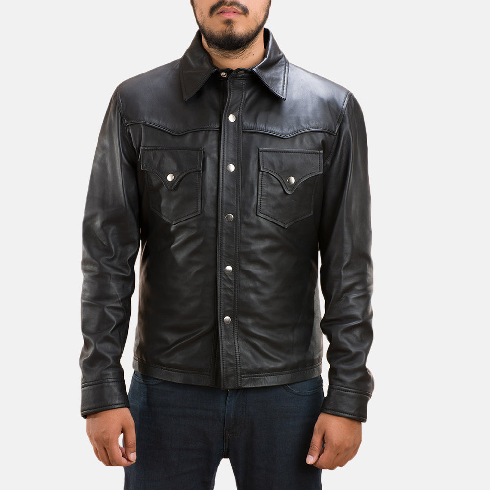 Ranchson Black Leather Shirt by Dash Racegear - men Jacket view 2