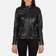 Rave Black Leather Biker Jacket by Dash Racegear - women Jacket view 1