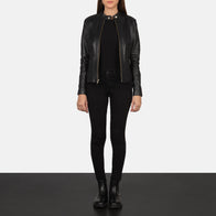 Rave Black Leather Biker Jacket by Dash Racegear - women Jacket view 4