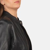 Rave Black Leather Biker Jacket by Dash Racegear - women Jacket view 6