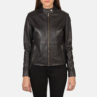 Rave Brown Leather Biker Jacket by Dash Racegear - women Jacket view 1