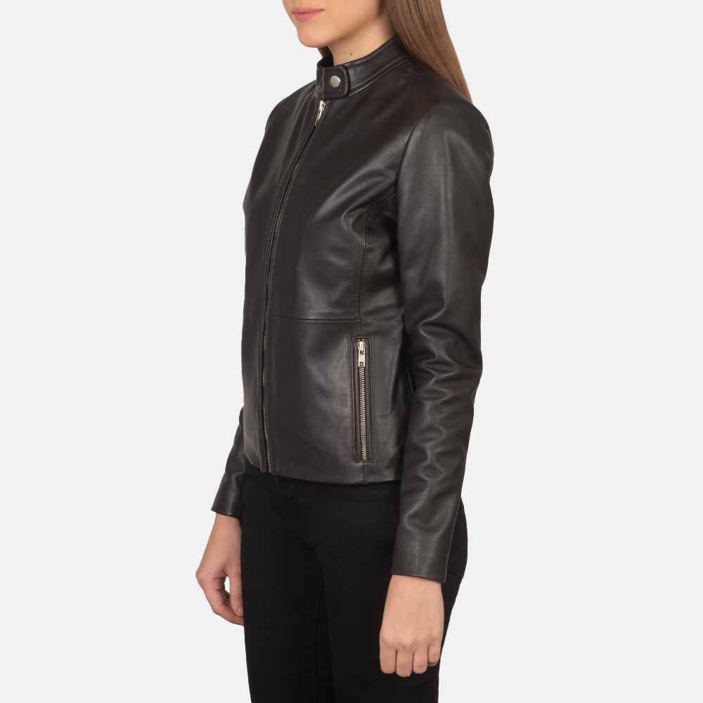 Rave Brown Leather Biker Jacket by Dash Racegear - women Jacket view 2