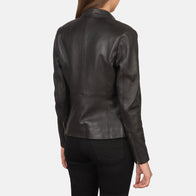 Rave Brown Leather Biker Jacket by Dash Racegear - women Jacket view 4