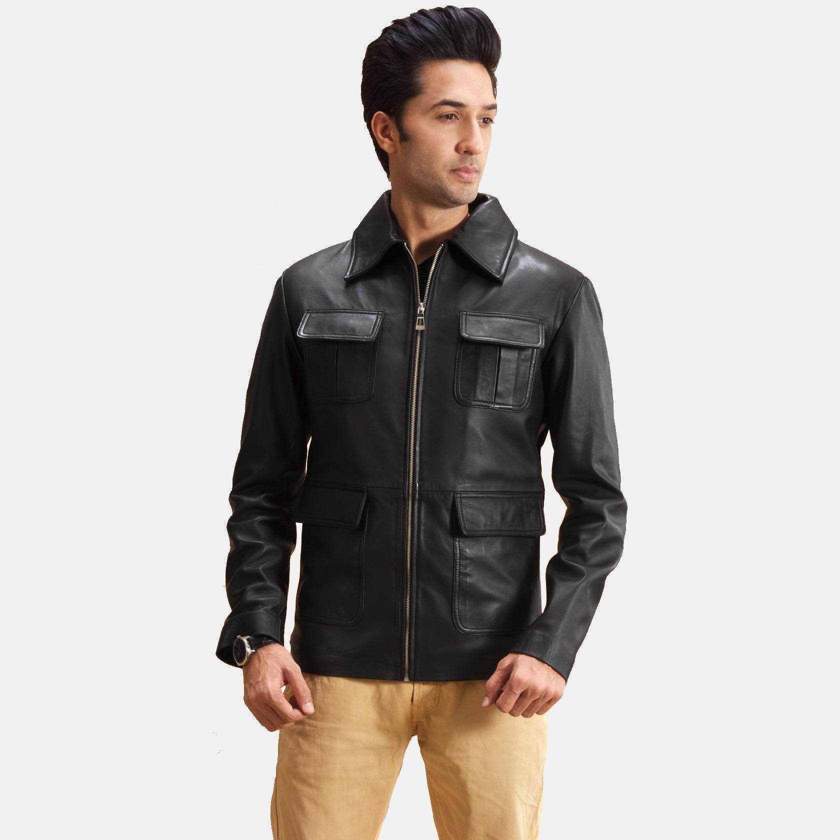Raven Black Leather Jacket by Dash Racegear - men Jacket view 1