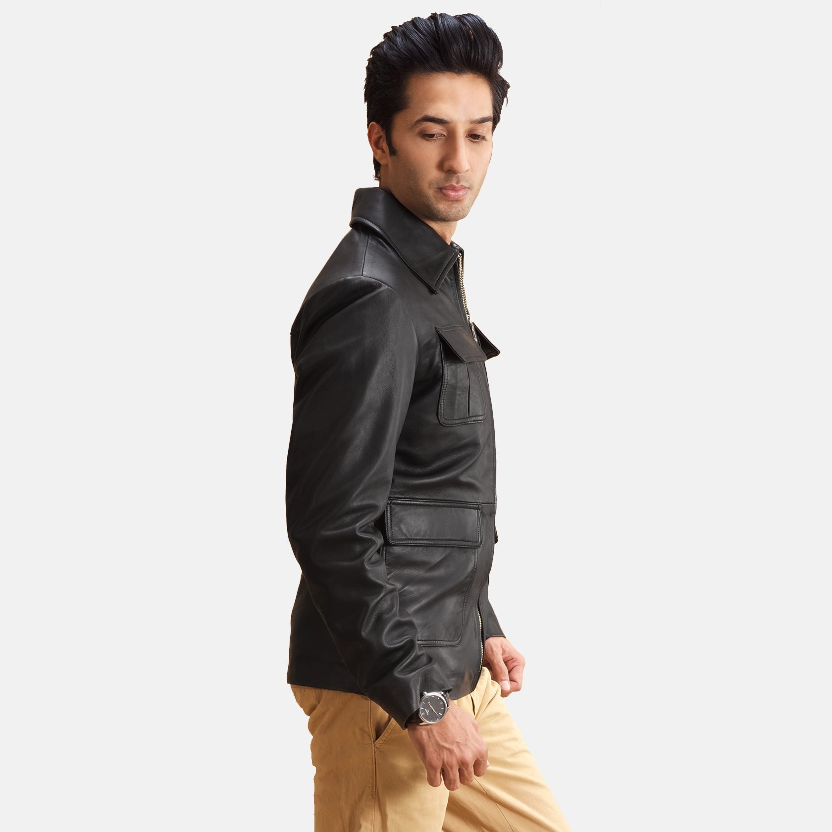 Raven Black Leather Jacket by Dash Racegear - men Jacket view 2