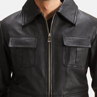 Raven Black Leather Jacket by Dash Racegear - men Jacket view 3