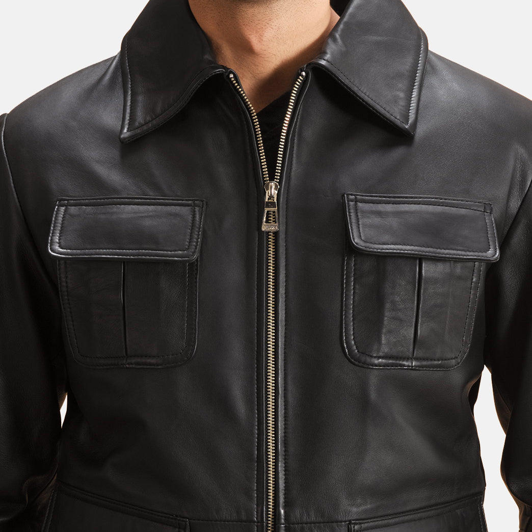 Raven Black Leather Jacket by Dash Racegear - men Jacket view 3