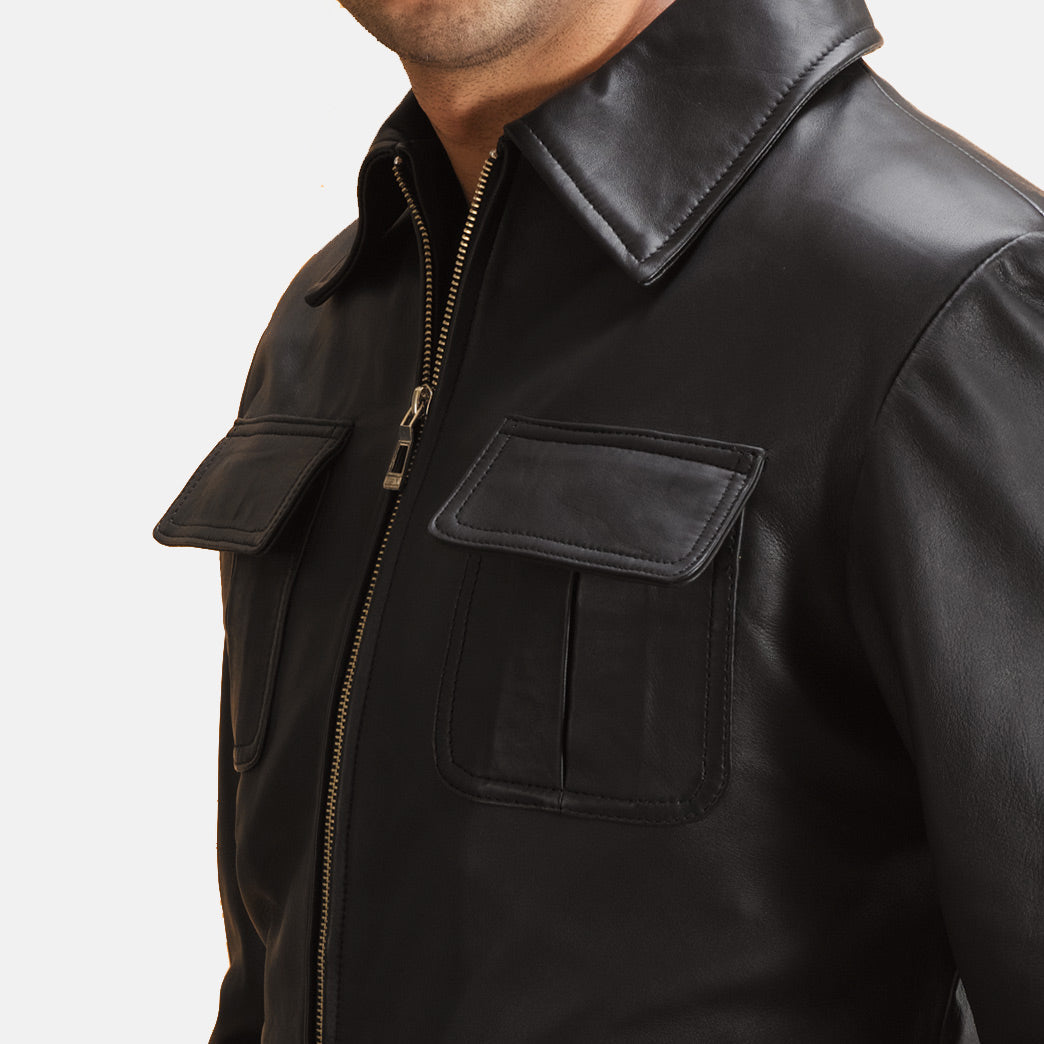 Raven Black Leather Jacket by Dash Racegear - men Jacket view 4