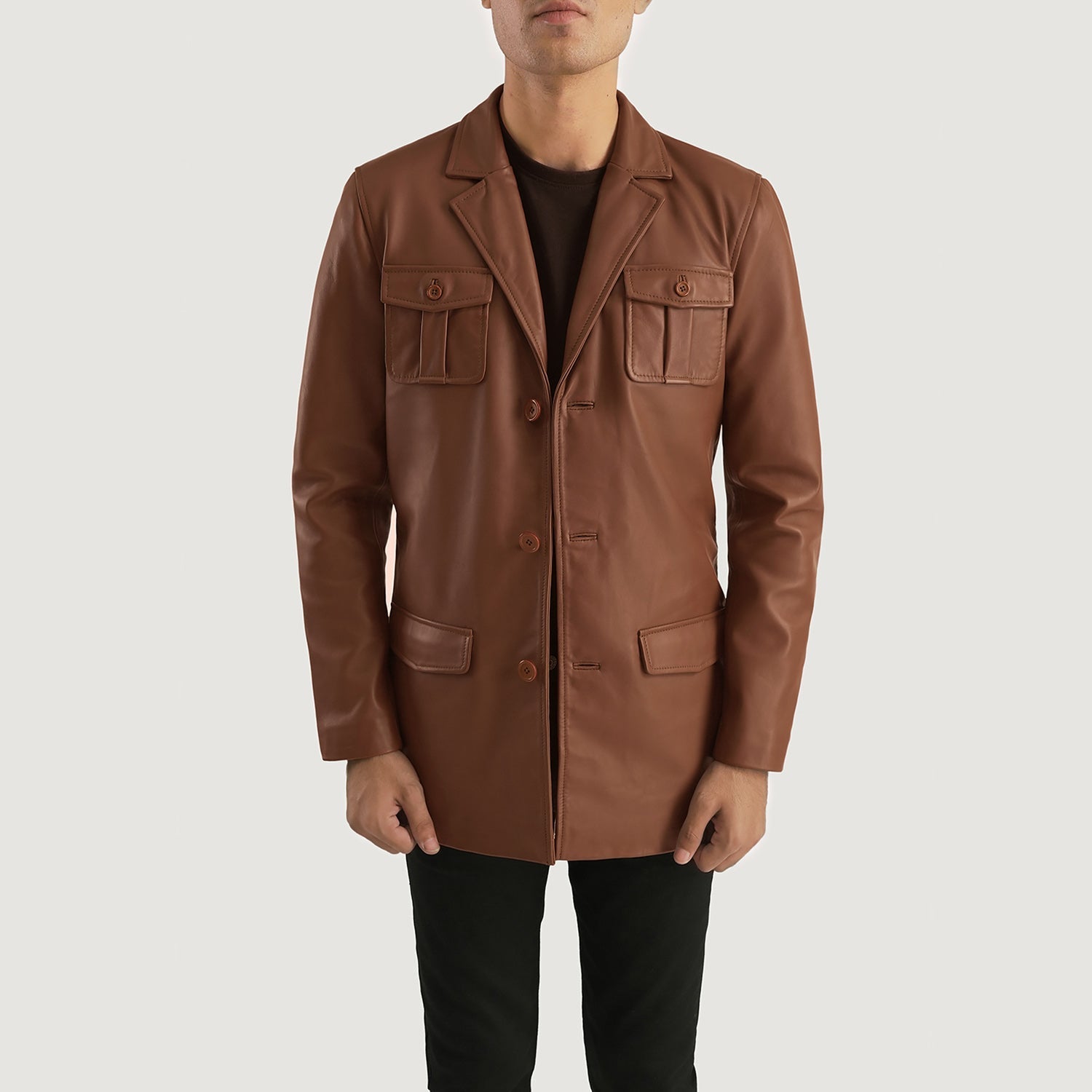 Ray Cutler Brown Leather Blazer by Dash Racegear - men Jacket view 1