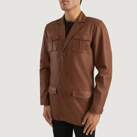Ray Cutler Brown Leather Blazer by Dash Racegear - men Jacket view 2