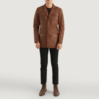 Ray Cutler Brown Leather Blazer by Dash Racegear - men Jacket view 3