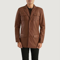Ray Cutler Brown Leather Blazer by Dash Racegear - men Jacket view 4