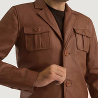 Ray Cutler Brown Leather Blazer by Dash Racegear - men Jacket view 6
