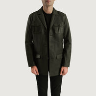 Ray Cutler Green Leather Blazer by Dash Racegear - men Jacket view 1