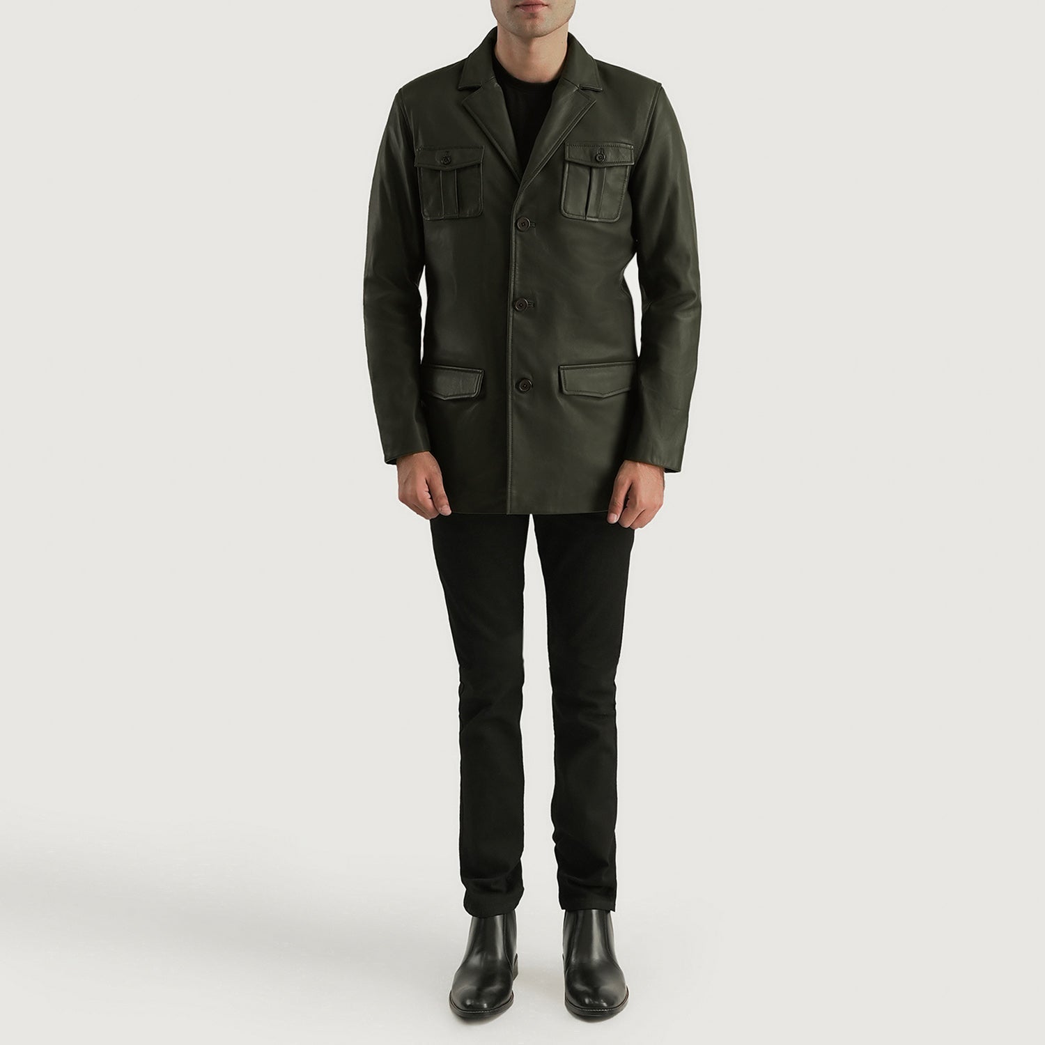 Ray Cutler Green Leather Blazer by Dash Racegear - men Jacket view 3