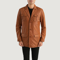 Ray Cutler Tan Brown Leather Blazer by Dash Racegear - men Jacket view 1