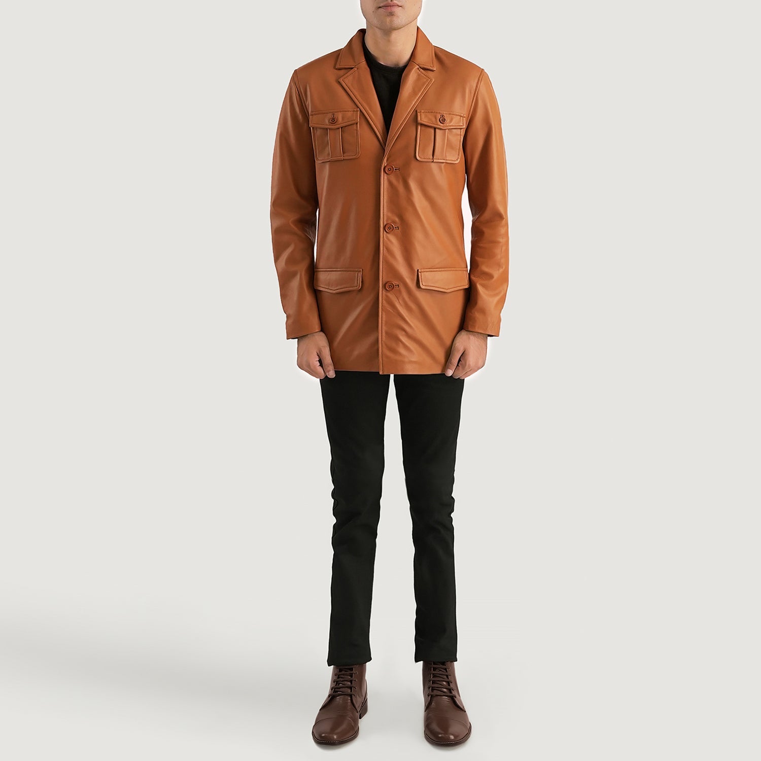 Ray Cutler Tan Brown Leather Blazer by Dash Racegear - men Jacket view 3