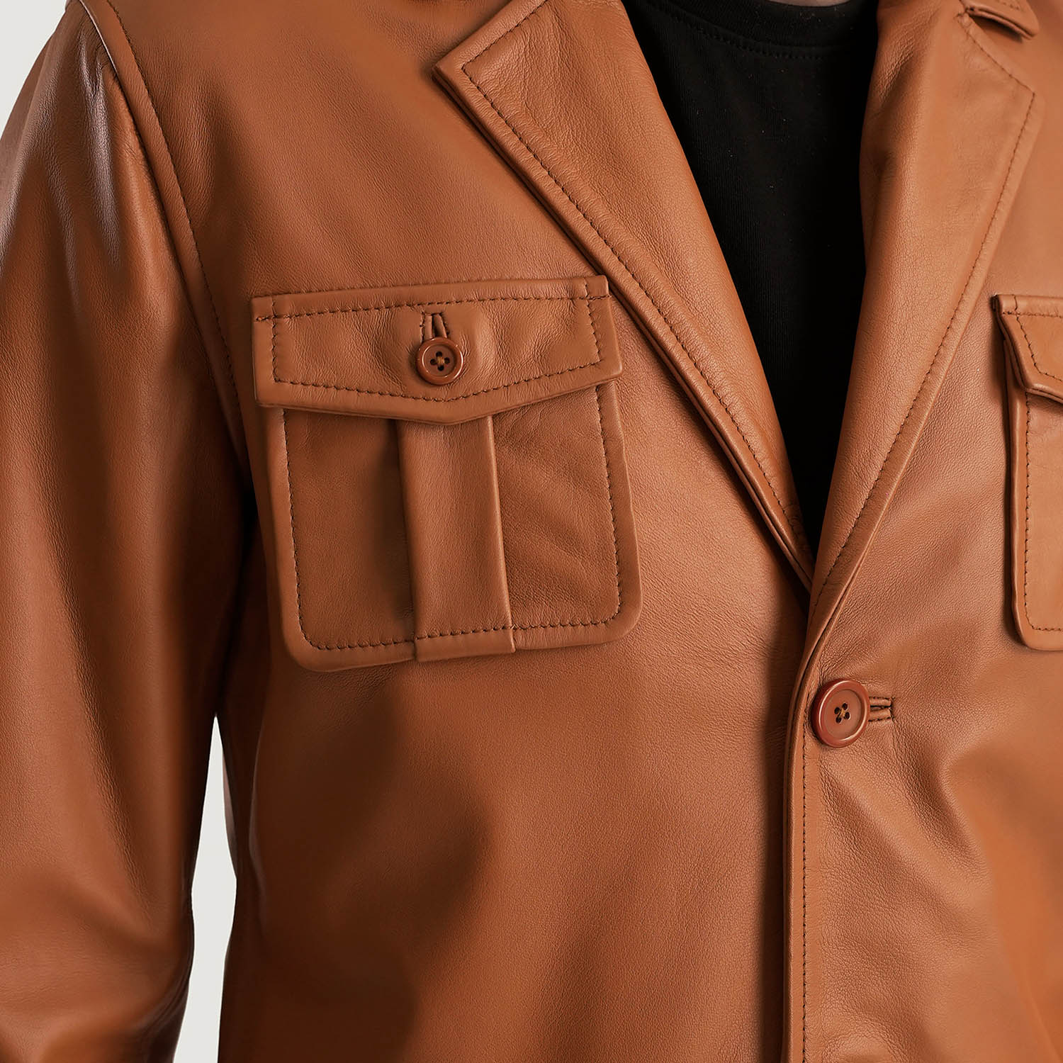 Ray Cutler Tan Brown Leather Blazer by Dash Racegear - men Jacket view 6
