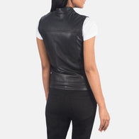 Rayne Moto Black Leather Vest by Dash Racegear - unisex Jacket view 5