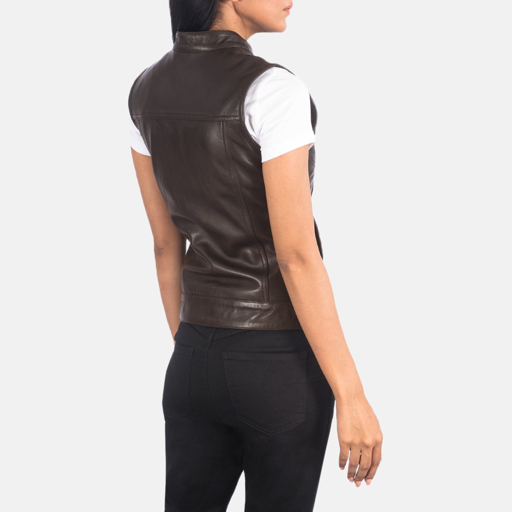 Rayne Moto Brown Leather Vest by Dash Racegear - women Jacket view 5