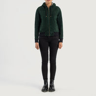 Rebella Green Hooded Suede Bomber Jacket by Dash Racegear - women Jacket view 3