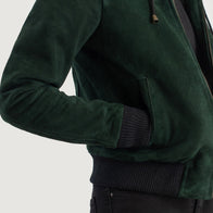 Rebella Green Hooded Suede Bomber Jacket by Dash Racegear - women Jacket view 6