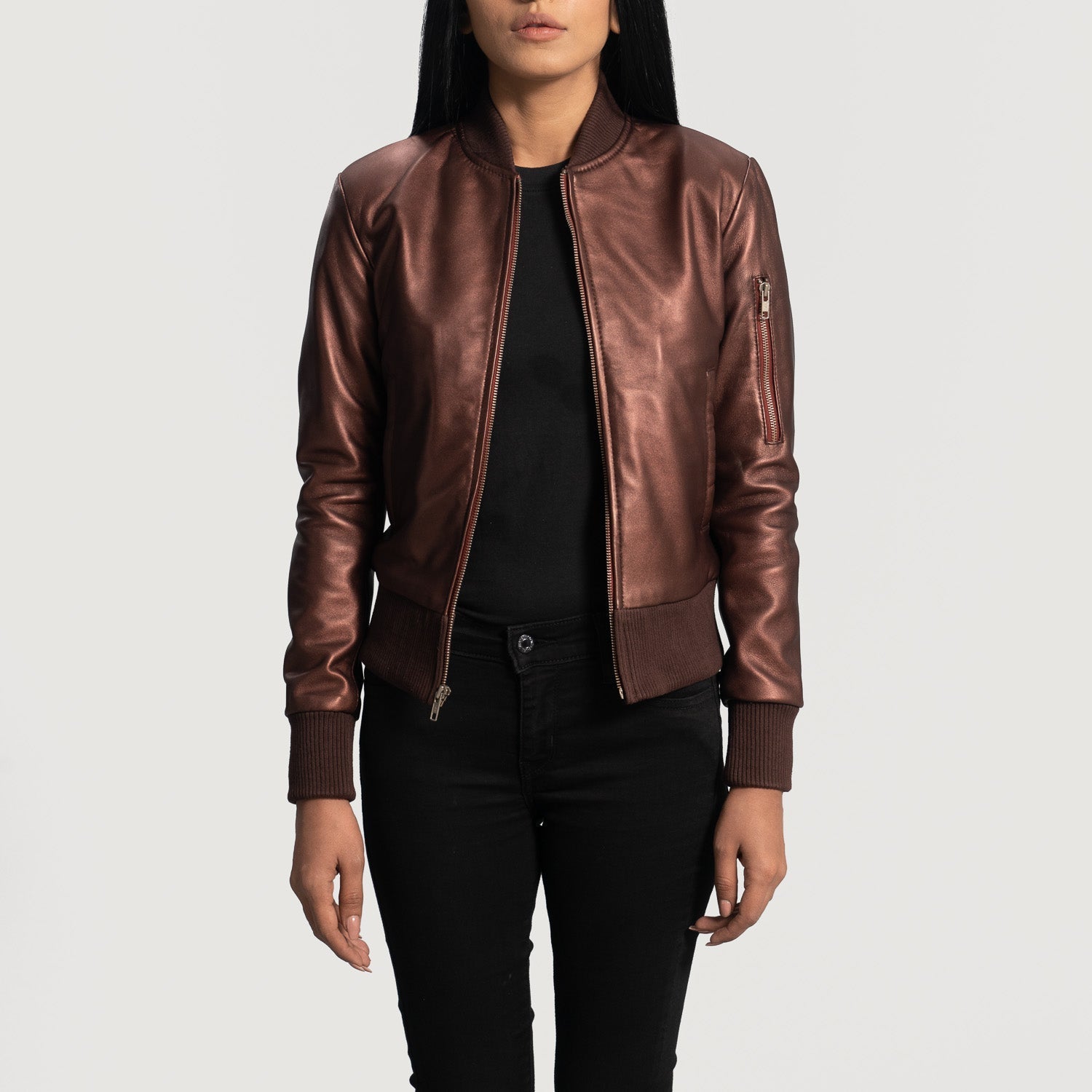 Reida Maroon Leather Bomber Jacket by Dash Racegear - women Jacket view 2