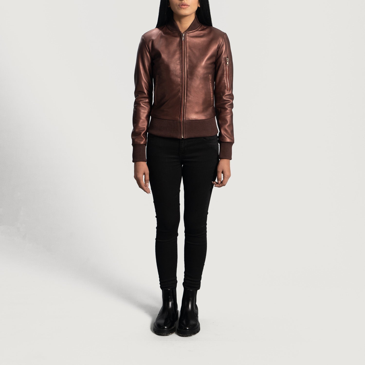 Reida Maroon Leather Bomber Jacket by Dash Racegear - women Jacket view 4