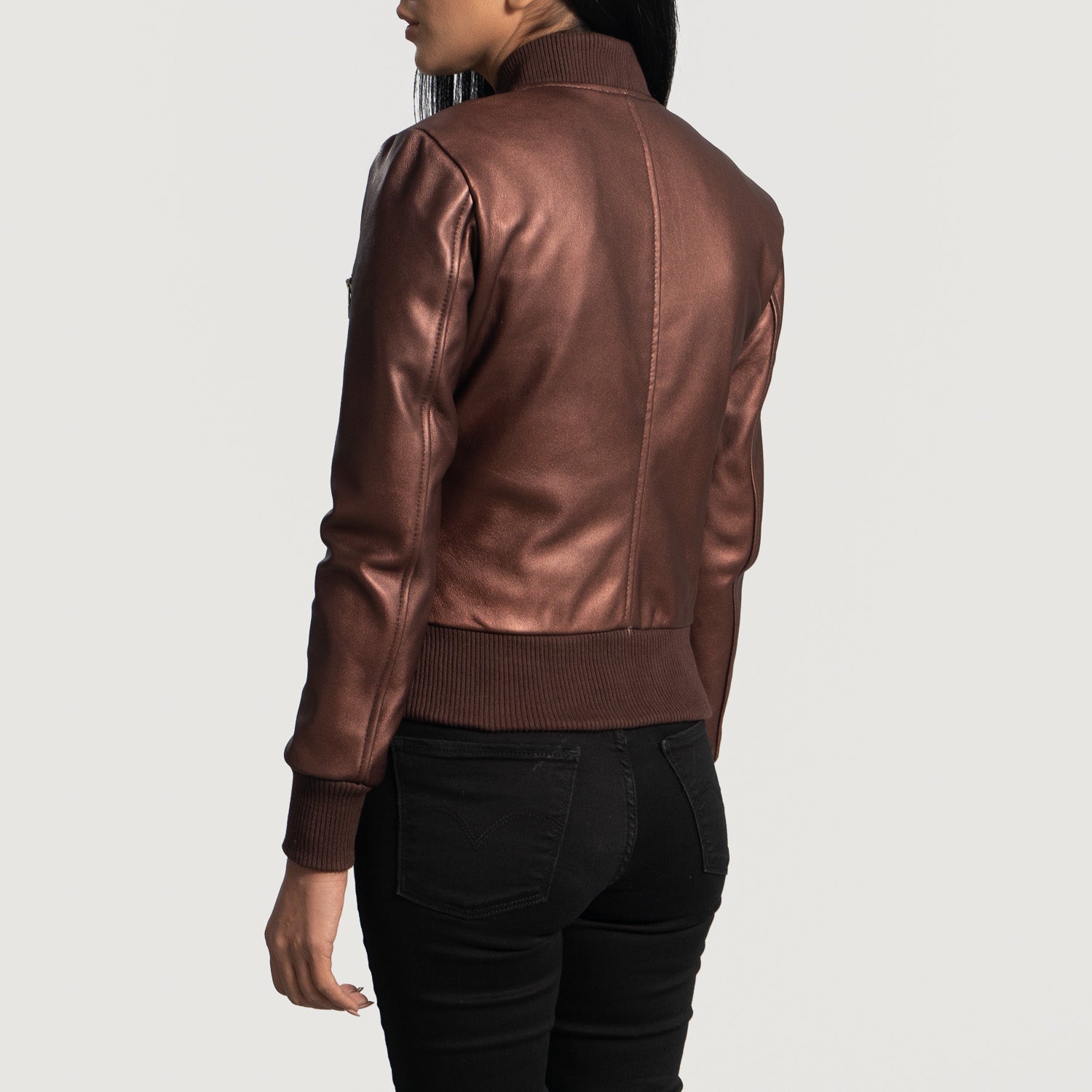Reida Maroon Leather Bomber Jacket by Dash Racegear - women Jacket view 5
