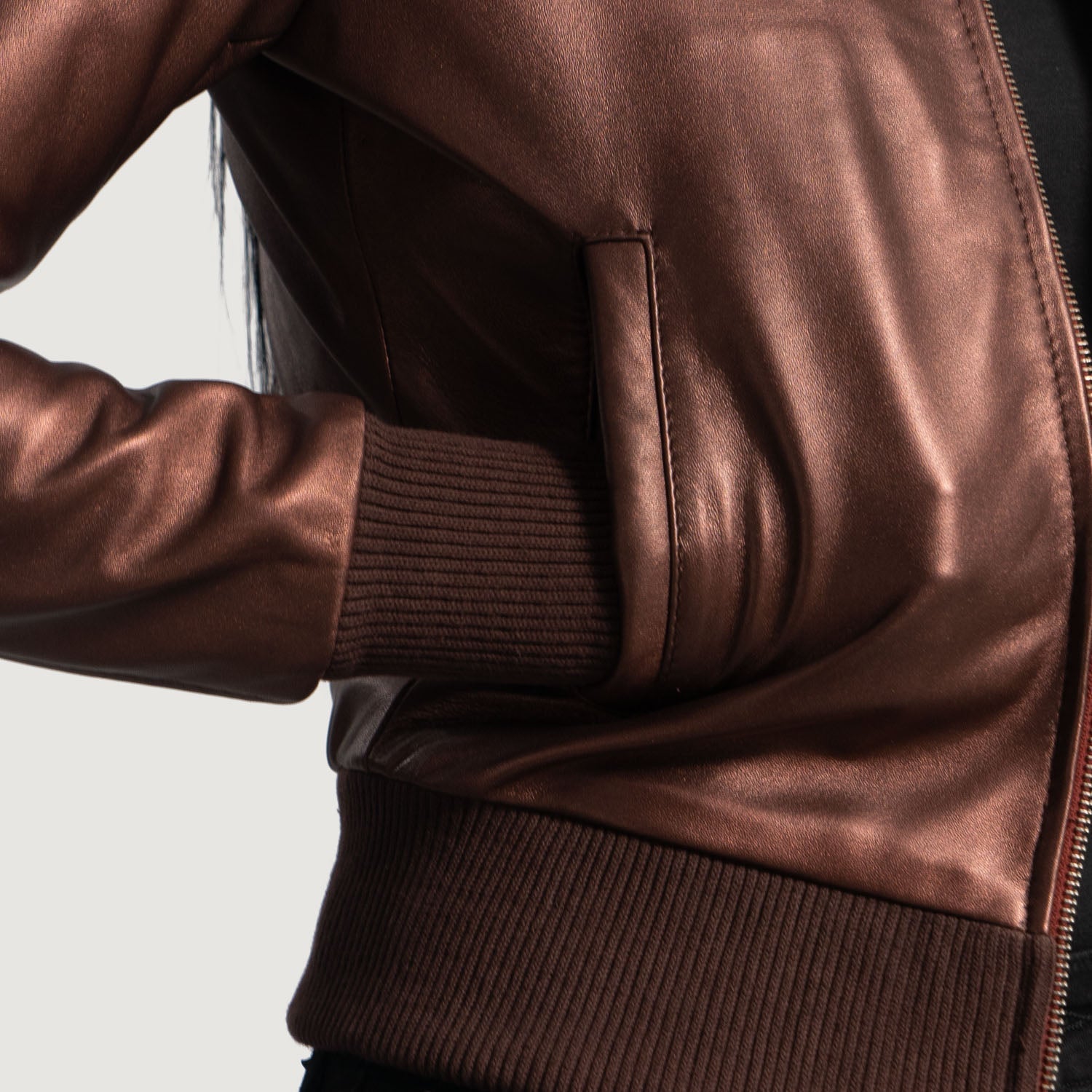 Reida Maroon Leather Bomber Jacket by Dash Racegear - women Jacket view 6
