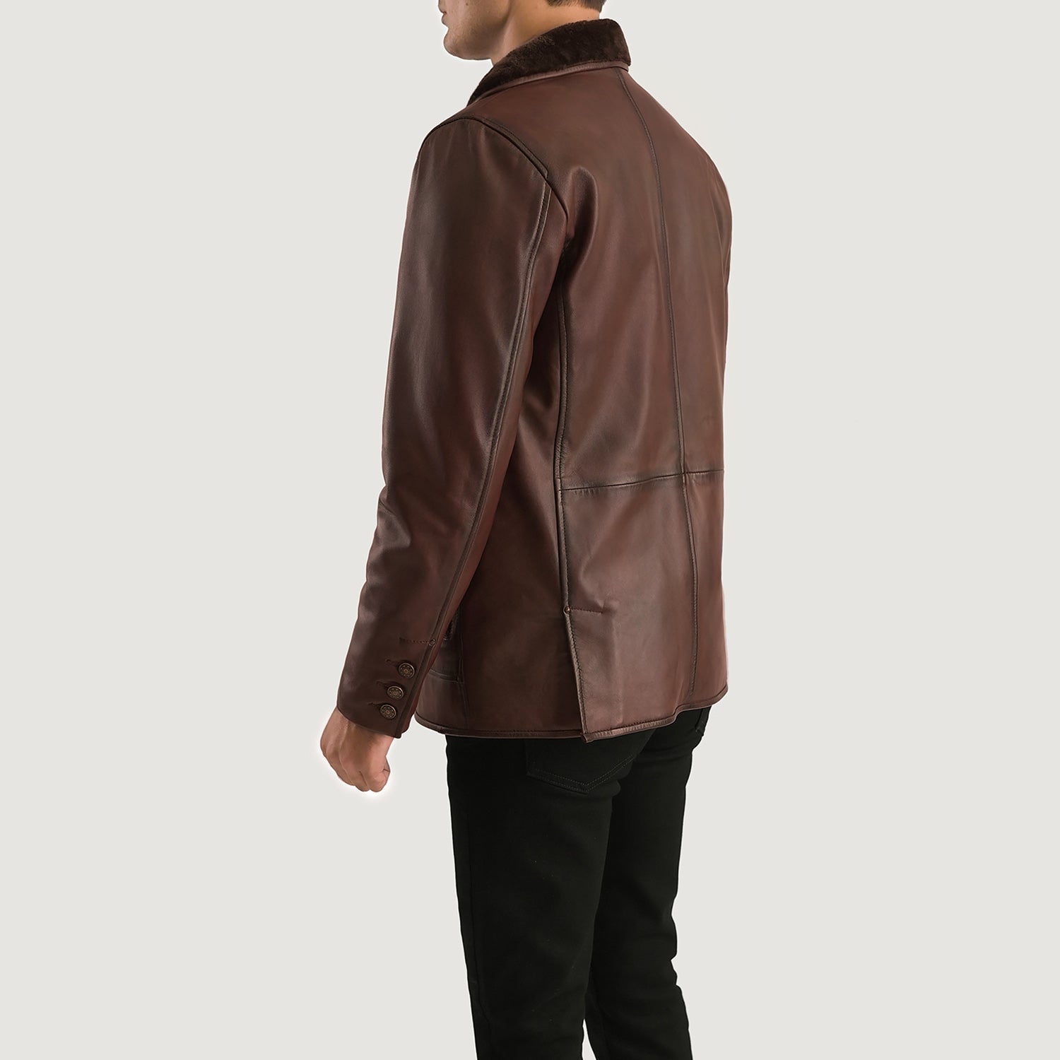 Rocky Brown Fur Leather Coat by Dash Racegear - men Jacket view 5