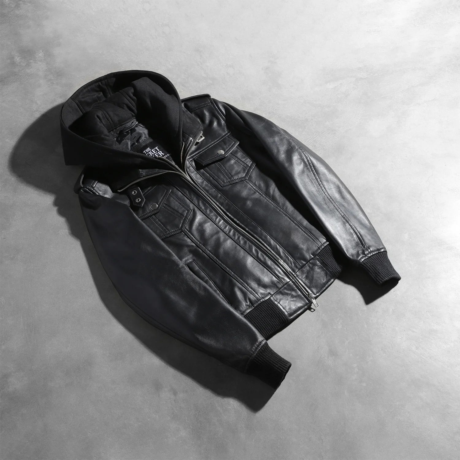 Roslyn Black Hooded Leather Bomber Jacket by Dash Racegear - women Jacket view 7