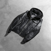 Roslyn Black Hooded Leather Bomber Jacket by Dash Racegear - women Jacket view 8
