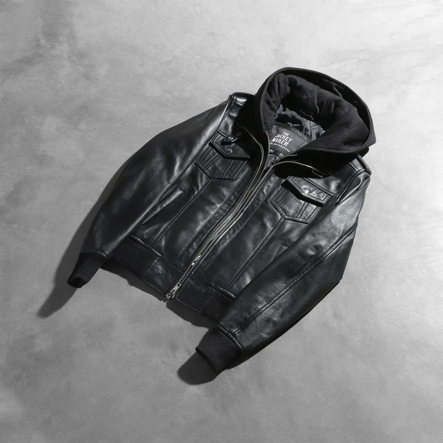 Roslyn Black Hooded Leather Bomber Jacket by Dash Racegear - women Jacket view 8