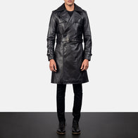 Royson Black Leather Duster Coat by Dash Racegear - men Jacket view 1