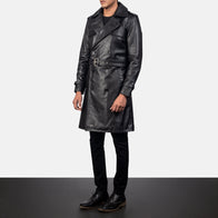 Royson Black Leather Duster Coat by Dash Racegear - men Jacket view 2