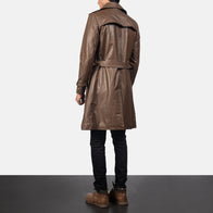 Royson Brown Leather Duster Coat by Dash Racegear - men Jacket view 3