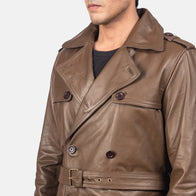 Royson Brown Leather Duster Coat by Dash Racegear - men Jacket view 5