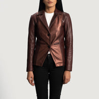 Ruby Metallic Maroon Leather Blazer by Dash Racegear - unisex Jacket view 1