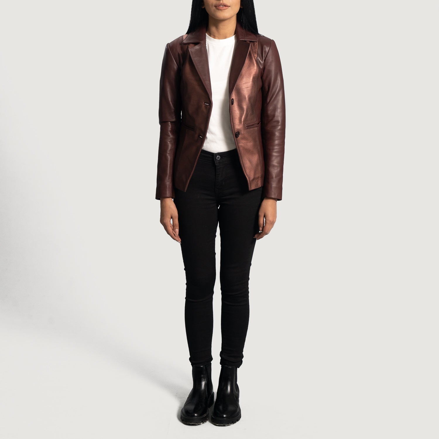 Ruby Metallic Maroon Leather Blazer by Dash Racegear - unisex Jacket view 4