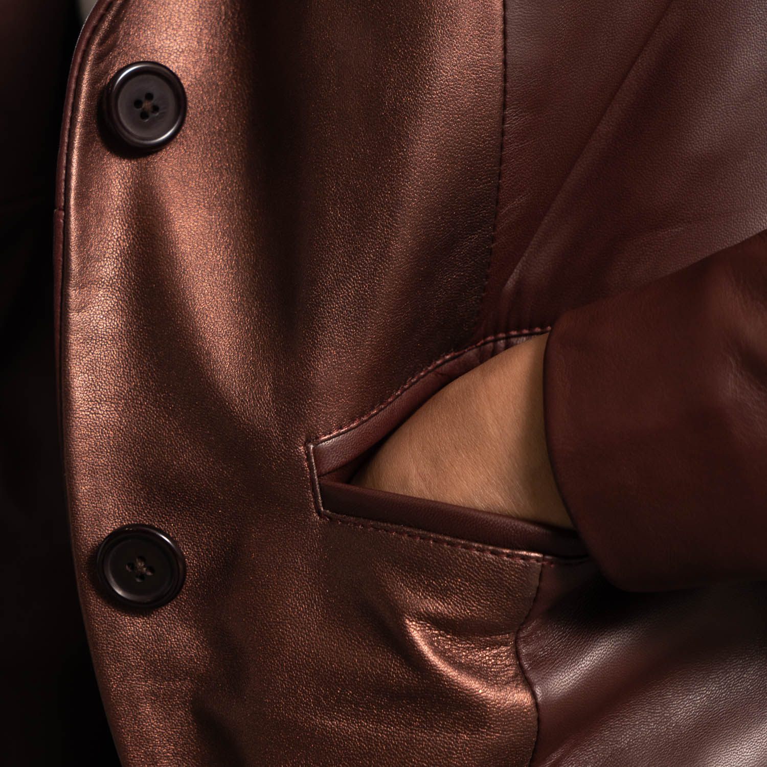 Ruby Metallic Maroon Leather Blazer by Dash Racegear - unisex Jacket view 5