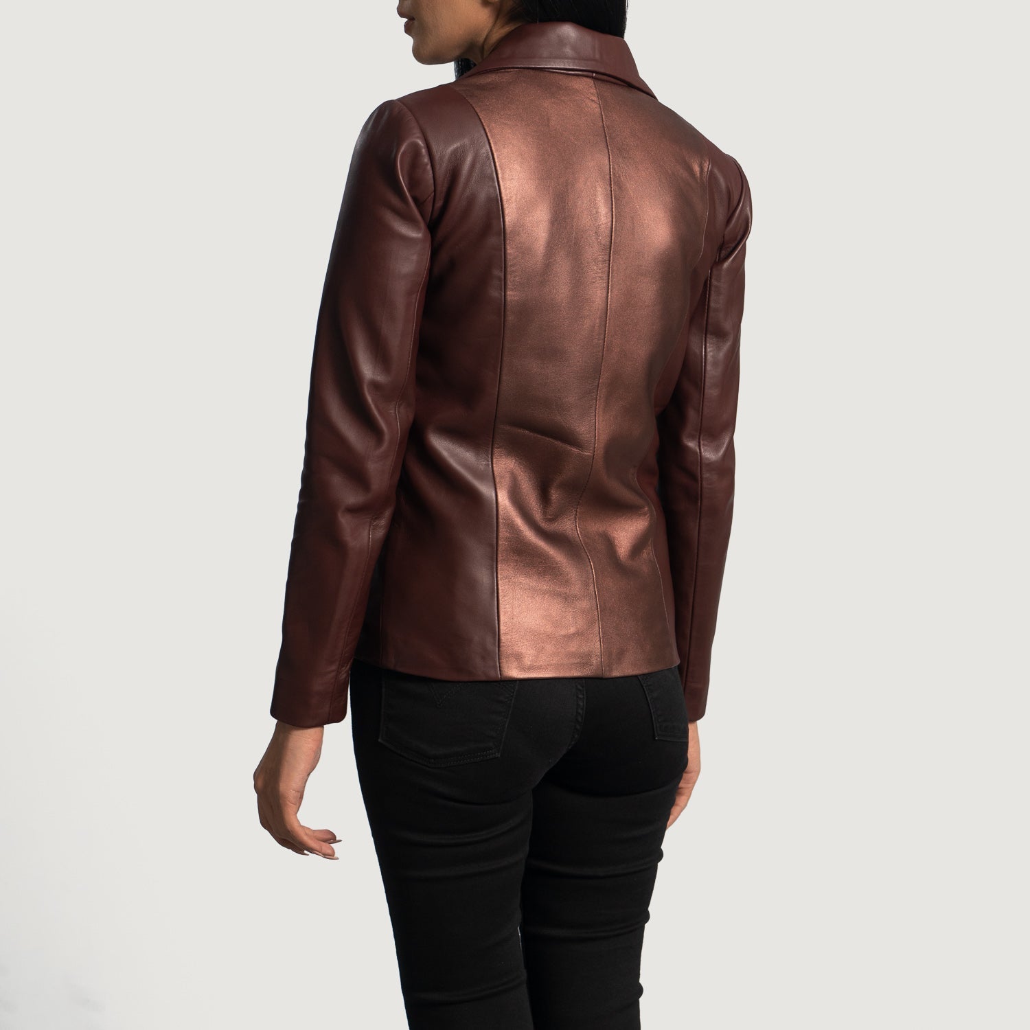 Ruby Metallic Maroon Leather Blazer by Dash Racegear - unisex Jacket view 6