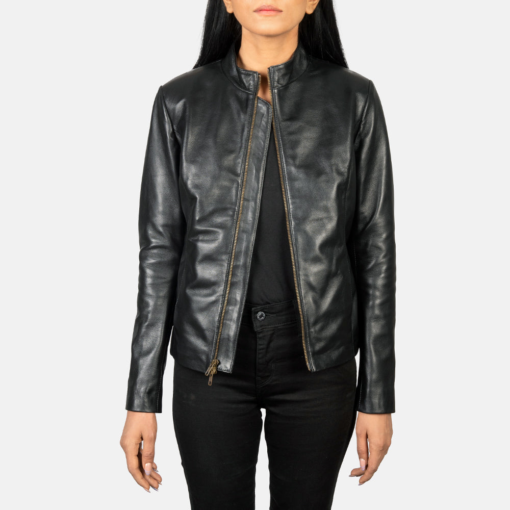 Rumella Black Leather Biker Jacket by Dash Racegear - women Jacket view 1